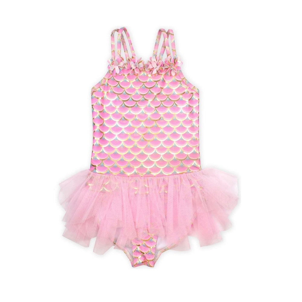 Kate Mack Mermaid Scale Tutu One-Piece Swimsuit, size 4